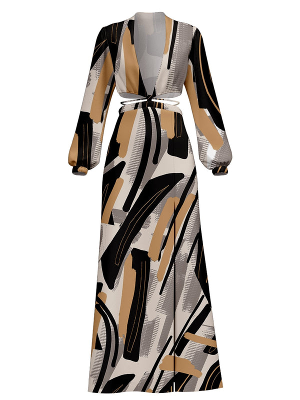 Amal Dress - Abstract Noir - diarrablu