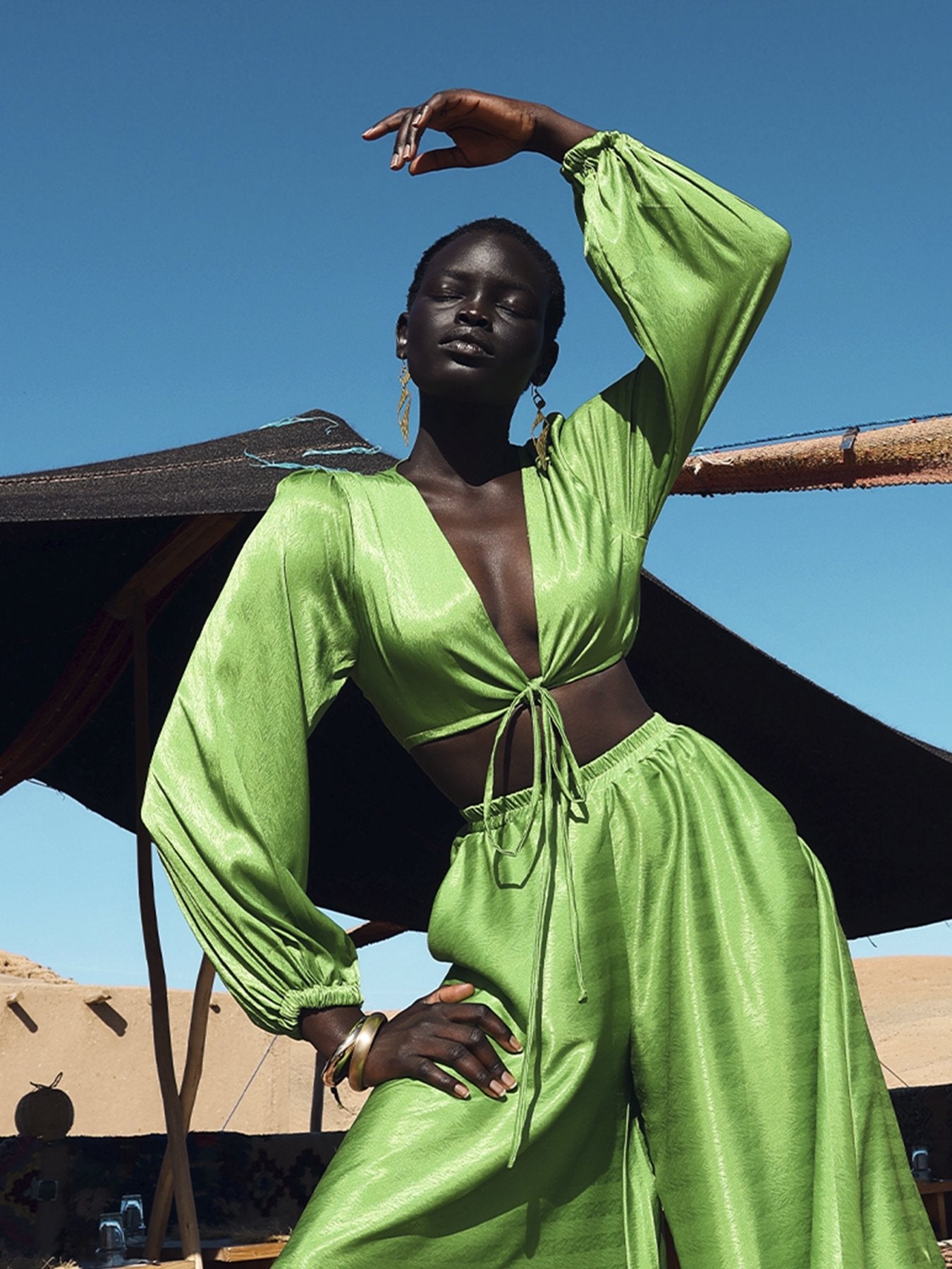 Lama Top - Palms Vert - diarrablu