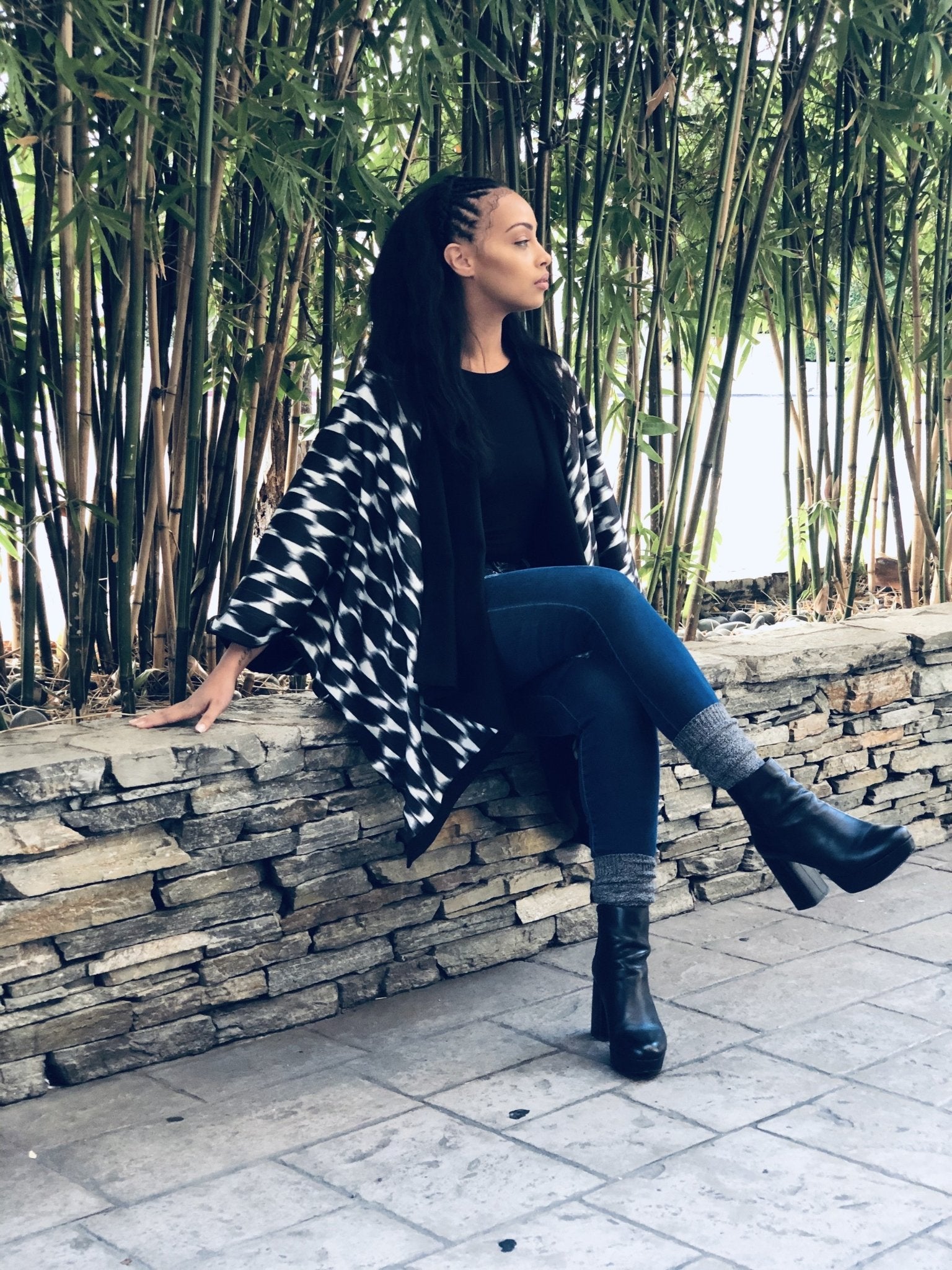 Sokhna Reversible Wool Poncho - diarrablu