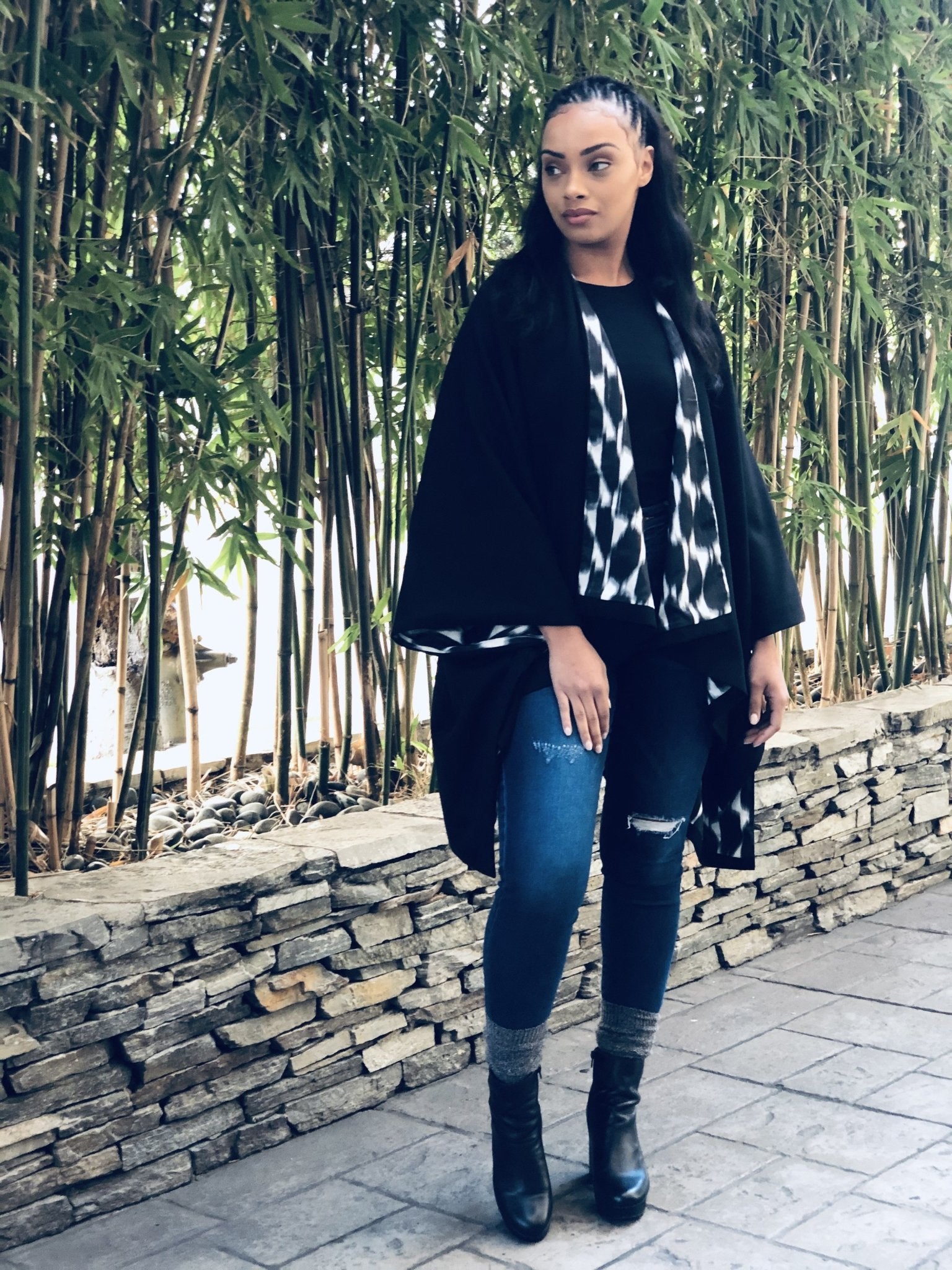 Sokhna Reversible Wool Poncho - diarrablu