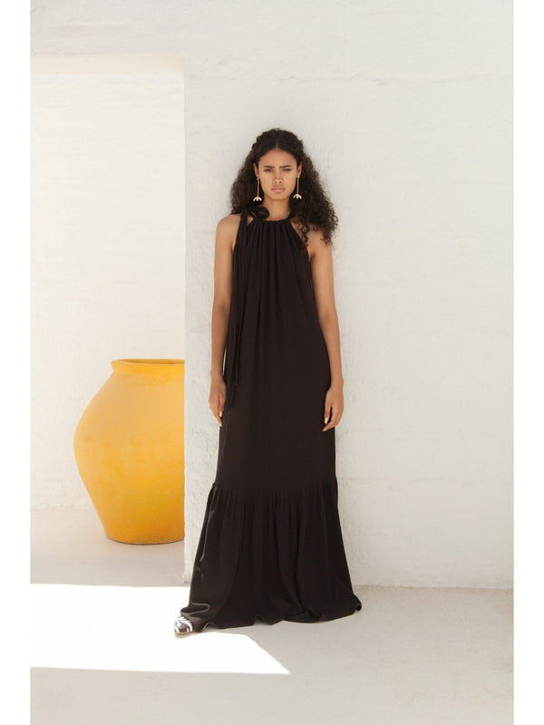 Sustainable Gnoor Dress - Solid Noir - diarrablu