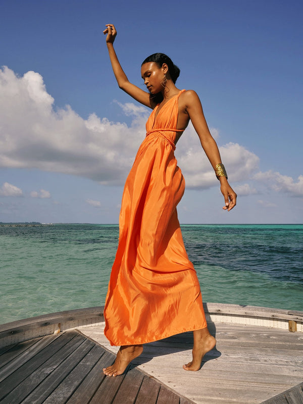 Sustainable Mailys Dress - Solid Coral - diarrablu